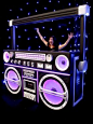 Giant Ghetto Blaster Prop With Lights - Black: