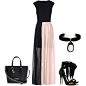 A fashion look from September 2014 featuring long black dress, high heel shoes and black purse. Browse and shop related looks.