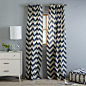 Cotton Canvas Zigzag Curtain - Blue Lagoon