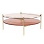 Duotone Coffee Table - Round Brass, Rose Glass, Rust Mosaic : The Duotone Furniture series is based on a modular hardware system that pairs sturdy construction with visual lightness and a range of potential configurations Each piece is made locally in Sai