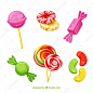 Set of delicious candies in flat style Premium Vector