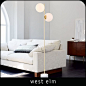 A bold marble base grounds the metal frame and milky glass globes of our Sphere & Stem 2-Light Floor Lamp, which indulges your love of Art Deco-inspired design. - floor lamps living room, modern floor lamp, floor lamps