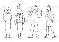 设置人物活动矢量涂鸦手绘素描插画设计