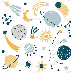 可爱的,太空,小山羊,性格,顺序,天文学,科学,设计,布置,收集