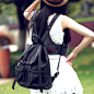 新款韩版皮革女士双肩包休闲个性时尚背包大中女学生潮酷包包书包
 ,