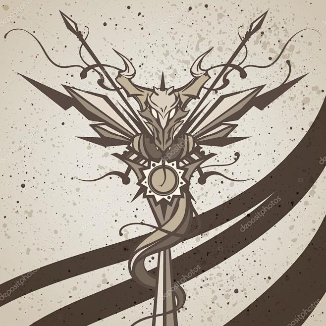 龙图腾动物矢量图纹身t恤打印中国龙中国十二生肖的符号