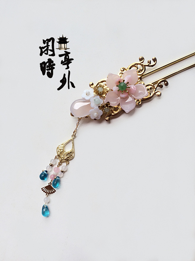 手工复古风古典发簪闲花若梦仿古代簪子汉服...