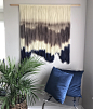 CUSTOM ORDER, Medium | Dip Dyed Tapestry | Fiber Art | Bohemian Decor | Wall Hanging : This listing is for medium custom tapestry. Every piece is handmade and one-of-a-kind. Each strand of 100% wool yarn is strung onto the wooden dowel and carefully dippe