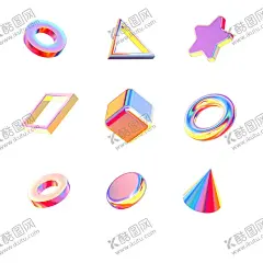 活动 【酷图网】png透明,氛围,镭射,小元素,全息渐变,立体图形,