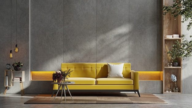 Yellow sofa and a wo...