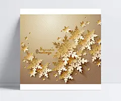 金色雪花祝福卡矢量素材|纸质,冬季,雪花,金色,假期,贺卡,矢量图,EPS格式,含JPG预览图