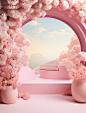 photo gallery background for photography, in the style of pink, xiaofei yue, photorealistic pastiche, clamp, maurice denis, rounded, diorama