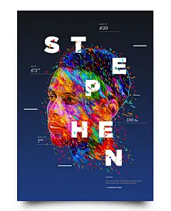炫彩的NBA球星肖像海报创意设计