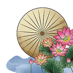 中国古风油纸伞卡通手绘油纸伞雨伞
