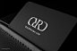 Modern black and white hard suede business card with rounded corners - RD