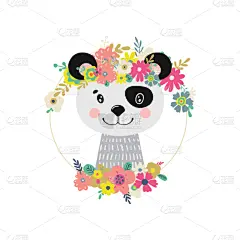 绘画插图,熊猫,可爱的,动物主题,贺卡,背景分离,女婴,野生动物,简单,哺乳纲