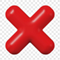 X mark png icon sticker, 3D rendering, transparent background