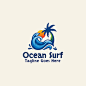 Ocean surf logo template abstract  summer