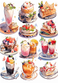 Vol.14美食｜甜品甜点蛋糕手帐插画素材