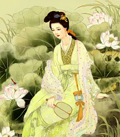 荷塘轶事-熊猫不吃竹子_手绘,古风_涂鸦王国插画
