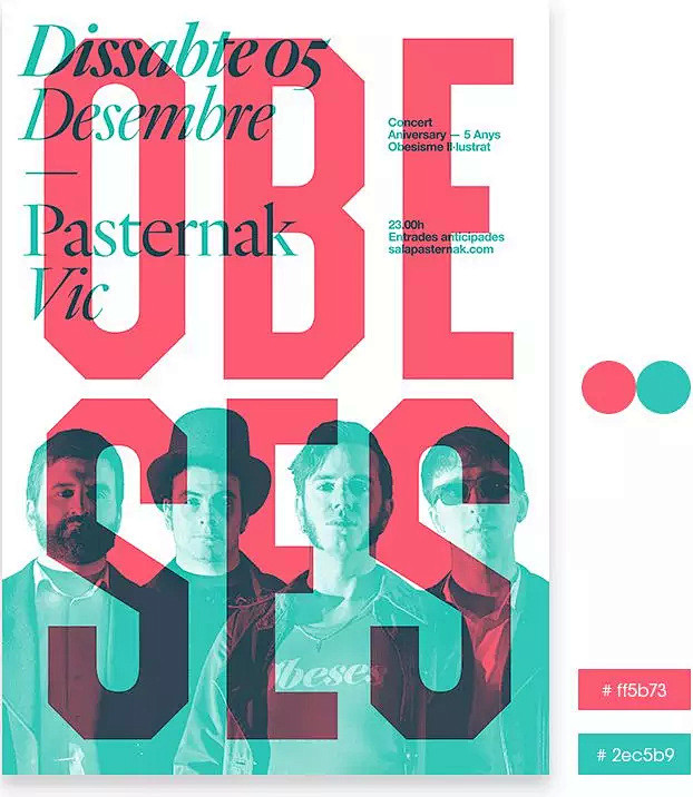 这个海报的配色就是红色与绿色的互补色对比但是降低了纯度背景的白色