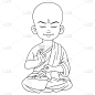 儿童,卡通,书页,佛,盘着腿坐,莲花坐式,复古风格,禅宗,草图,幸福