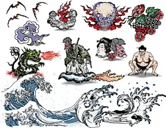复古动物手绘朋克摇滚花卉燕子插图海报 AI矢量设计元素  (1)