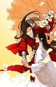 為你燈明三千，為你花開滿城，為你向死而生，為你所向披靡。殿下，為你戰死，是我至高無上的榮耀~~#天官赐福##谢怜##花城##花怜##墨香铜臭# ​