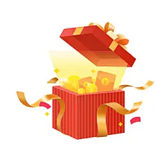 大吉手绘卡通大促金币红包礼盒礼物抽奖礼品礼盒礼物元素图片素材下载 - 觅知网