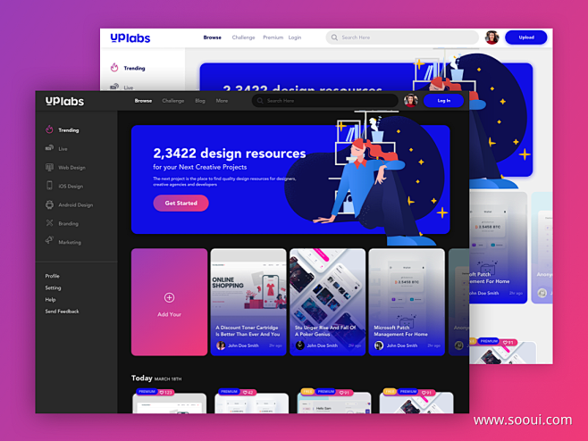 Uplabs首页改版UI设计作品网页设计...