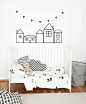 Wall Decals Nursery - Nursery wall Decal - House Decal - Outline decals - house - Wall Decal : This listing is for our houses vinyl decal.  ** PRODUCT DETAILS:  Each decal is made of high quality, self-adhesive and waterproof vinyl. Our vinyl is rated to 