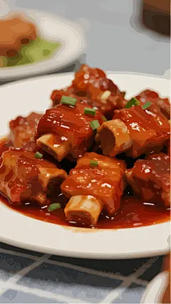 餐饮美食糖醋排骨插画
