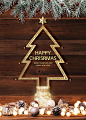 创意彩灯 圣诞快乐 木板背景 圣诞促销海报设计PSD ti196a2401