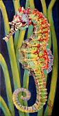 'Somewhere Over the Rainbow' Seahorse 6" x 12 " Acrylic on Gallery Wrapp...