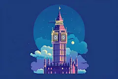 扁平风外国地标彩色插画