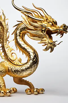 飞龙在天吉祥物金属黄金龙模型图片