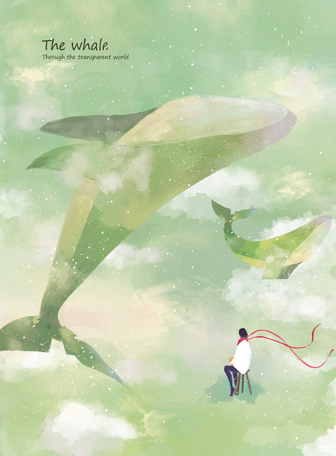 飞羽鲸鱼 梦境美妙 许愿精灵 鲸鱼插图插...