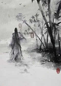 手绘古风人物系列---背影侧影  唯美古风 治愈系风景 古风头像 (510×720)