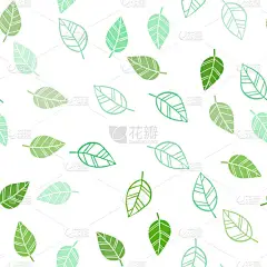 浅绿色矢量无缝优雅的模板与叶子。用涂鸦和树叶的闪闪发光的抽象插图。纺织、面料、壁纸设计.