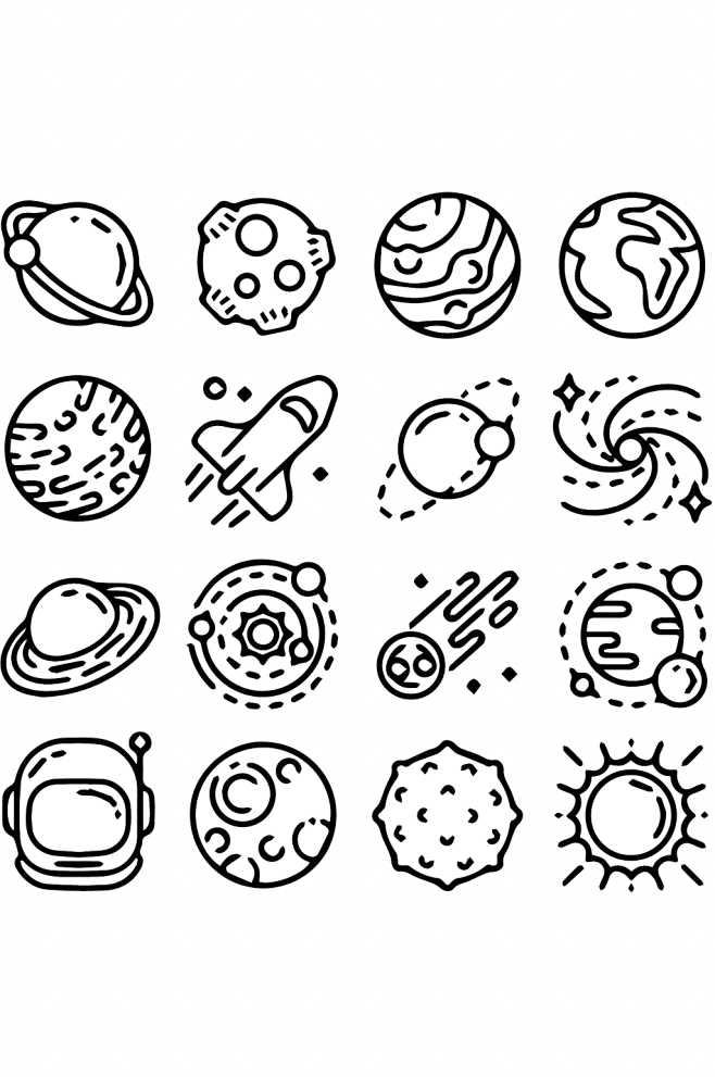 简笔画线条卡通星空素材星际流行飞船png