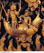 传统文化-镀金的划船小人