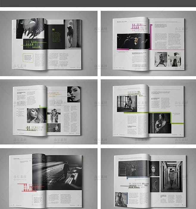 欧美时尚杂志InDesign书籍画册装帧内页id版式排版设计模版 D133-花瓣网