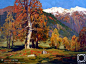 俄罗斯画家亚历山大。伊万诺维奇油画风景