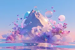 【AI数字艺术】紫色梦幻水晶山峰背景图片下载