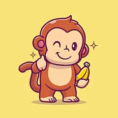 猴子香蕉卡通插画矢量图设计素材