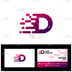 D字母标志模板，名片矢量模板插图设计