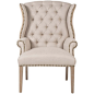 Orient Express Furniture Quinn Tufted Arm Chair - Stone Wash + Oatmeal Front & Burlap Back
