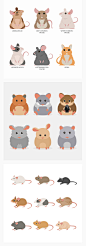 可爱老鼠生肖松鼠卡通超萌各种老鼠扁平形象动物插画AI矢量素材-淘宝网