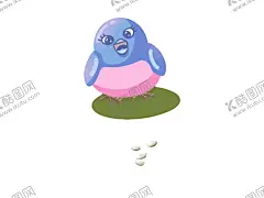 手绘可爱小鸟 【酷图网】扁平风,小鸟,蓝色,可爱,谷子,粮食,开心,手绘,插画