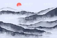 山水画  - 源文件下载【酷图网】古风山水画,水墨山水,国风插画,山水插画,风景插画